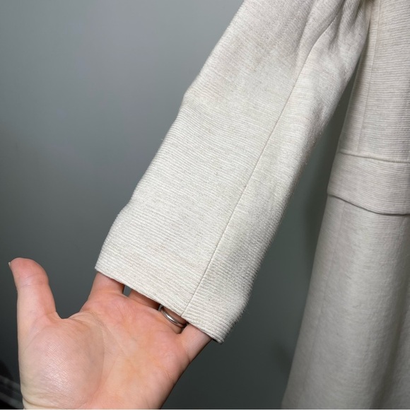 Zara women's cream double breasted above knee ribbed crinkle blazer in size S - Picture 3 of 8